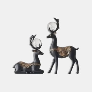 Black Saddle Reindeer Decor Figures